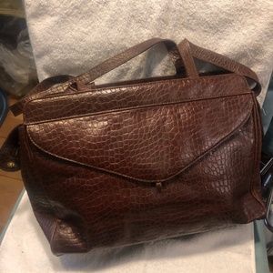 Brown genuine leather shoulder bag
